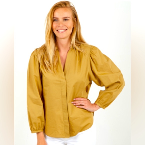 VINCE EUC SZ L COTTON POPOVER TOP - Picture 1 of 10